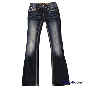 Rock Revival Kai Boot Cut Dark Wash Studded Blue Jeans